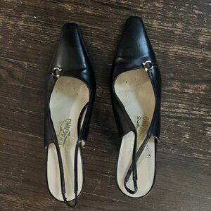 Black Ferragamo Slingback Shoes Size 7B